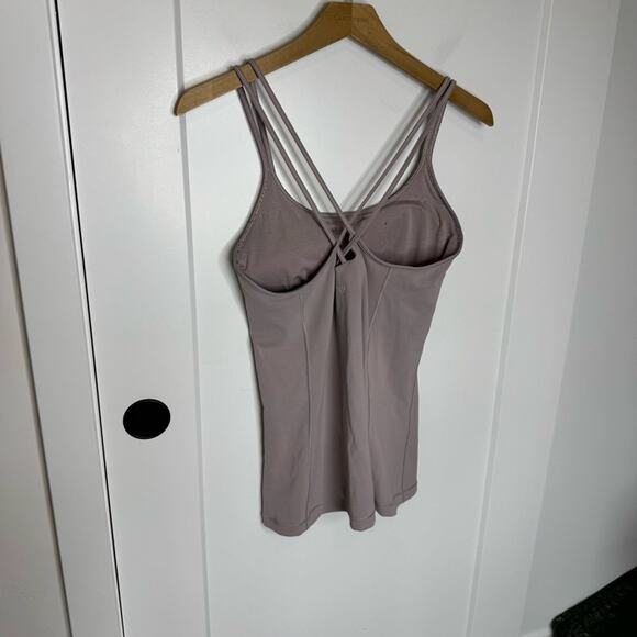 Lululemon Free To Be Tank Top Strappy Shelf Bra Everlux Smoky Blush Size 8 - Picture 5 of 6